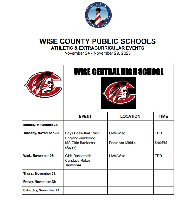 Wise Central weekly schedule