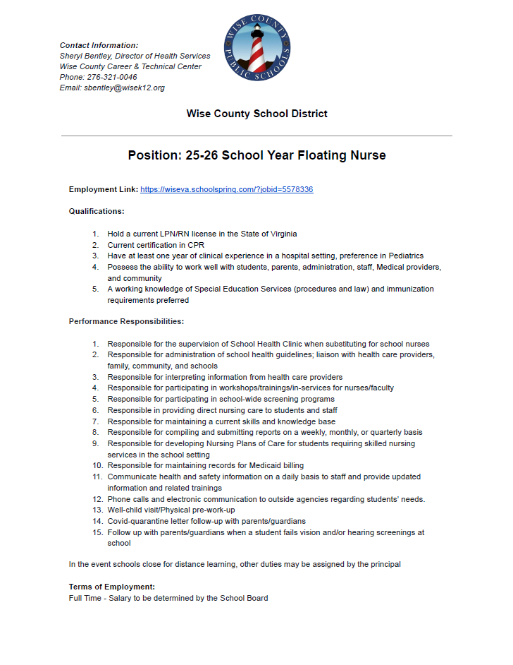 Floating School Nurse