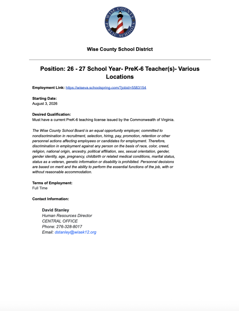 26/27 Pre-K - Various Locations