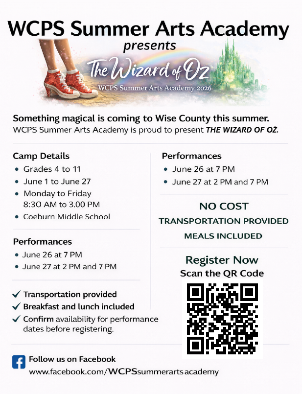 WCPS Summer Arts Academy Flyer
