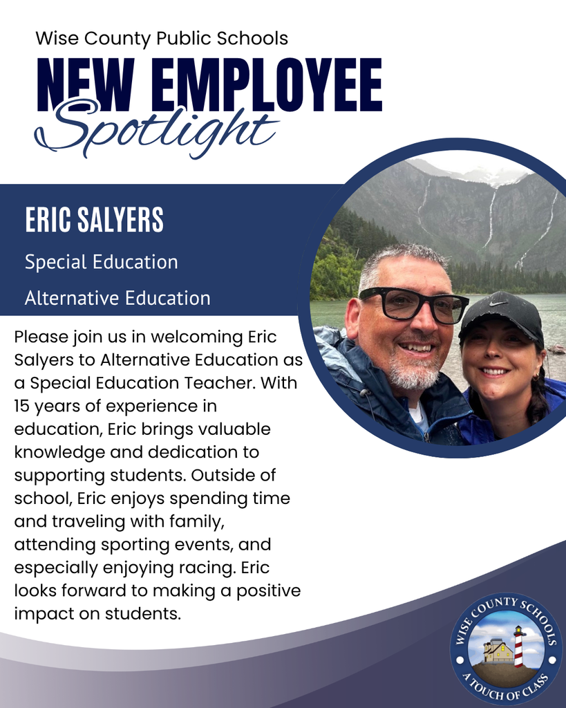 A blue and white graphic displays a photo of Eric Salvers with a woman and a mountain backdrop.