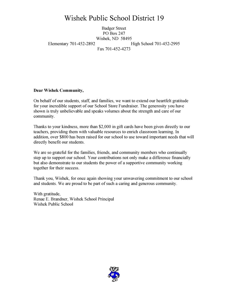 Fundraiser thank you