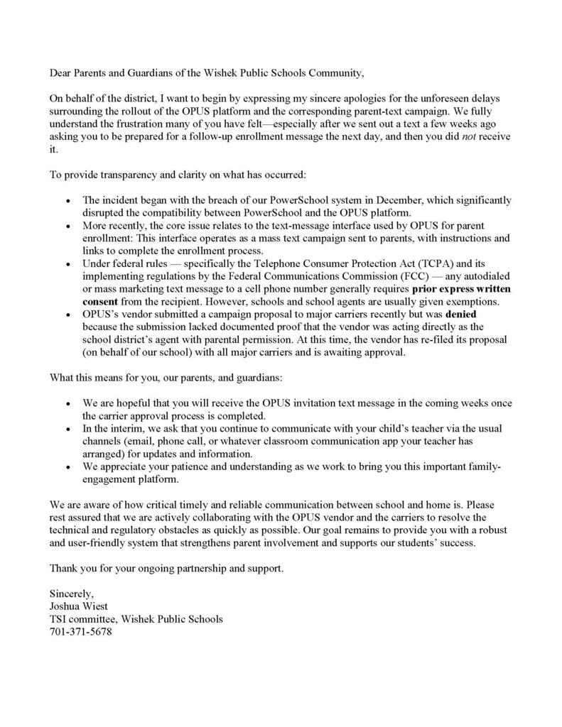 OPUS Parent Letter