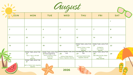 August Lunch Menu