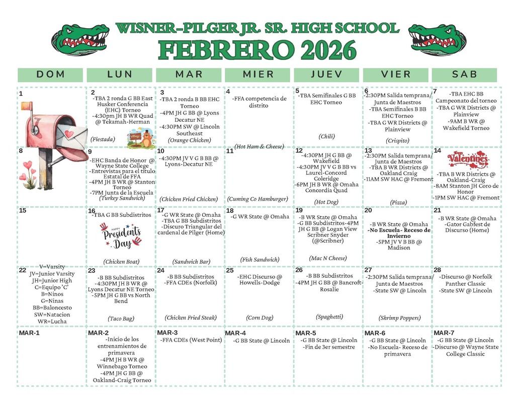 February 2026 Spanish