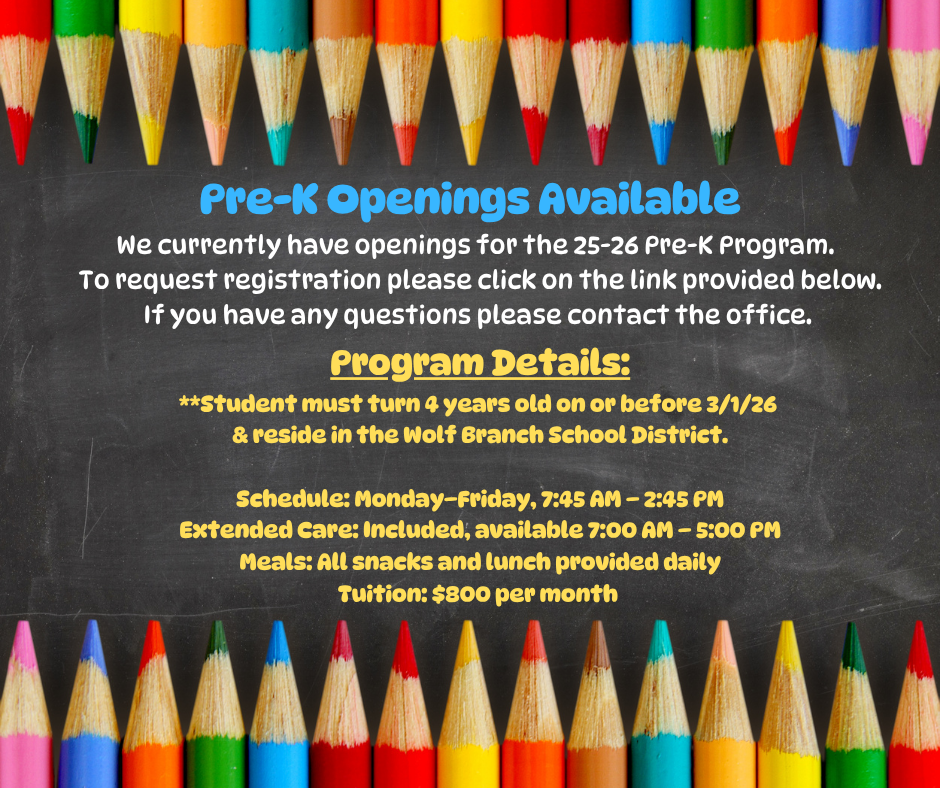 Pre-K Openings Available 25-26