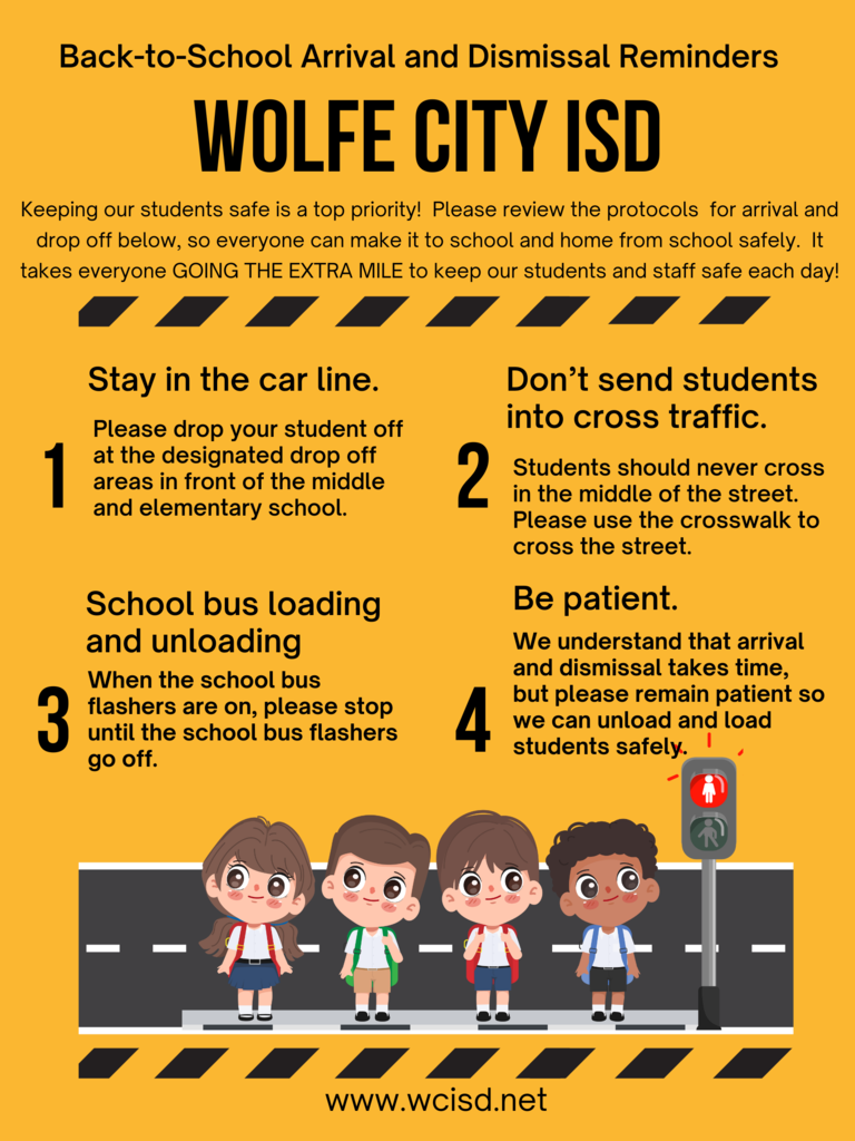 WCISD Back-to-School ArrivalDismissal Reminders