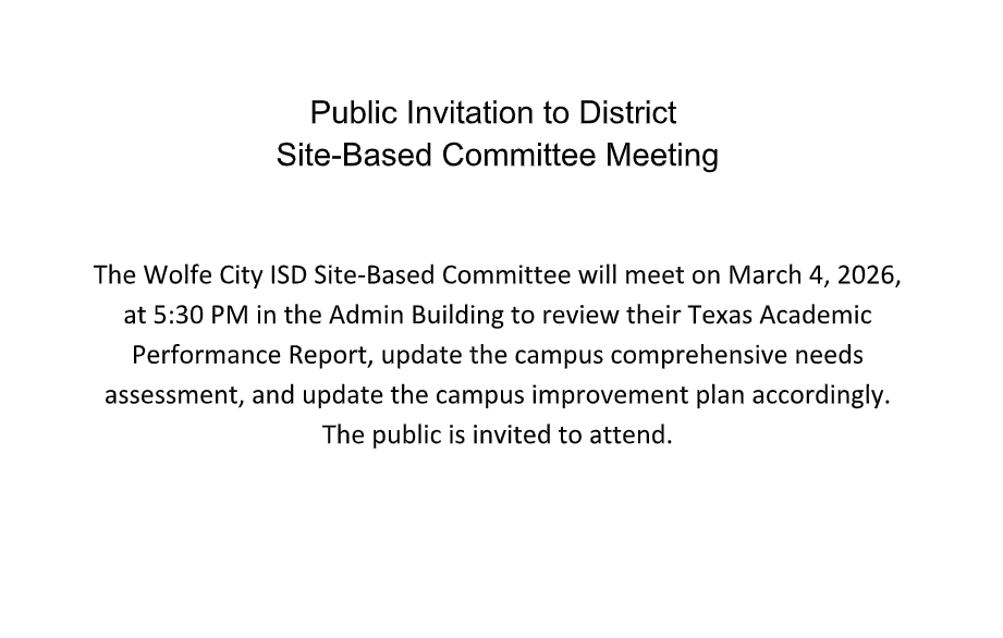 Public Invitation to District Site-Based Committee Meeting