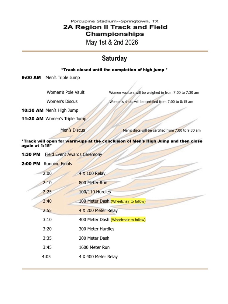 Day 2 Schedule 