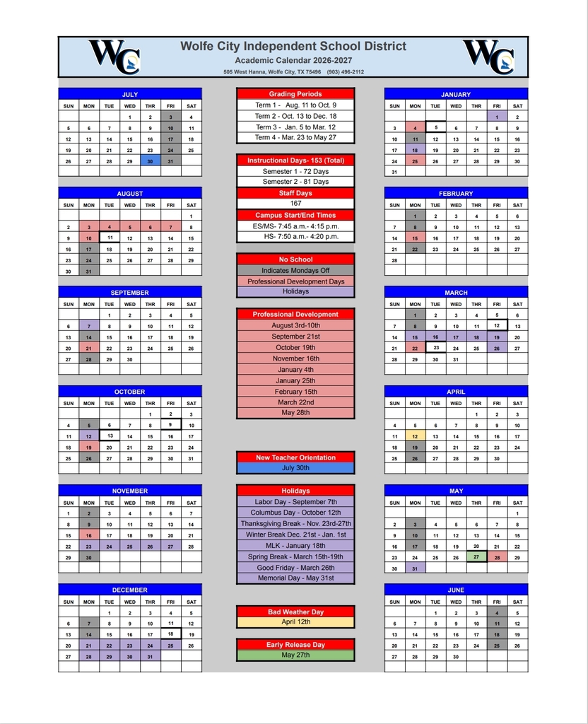 Updated Calendar