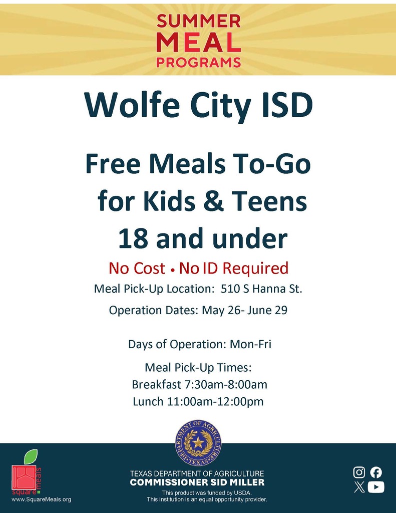 Information on WCISD's Free Summer Feed Program