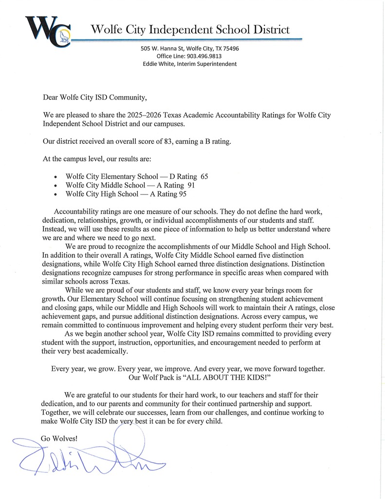 Ratings Letter