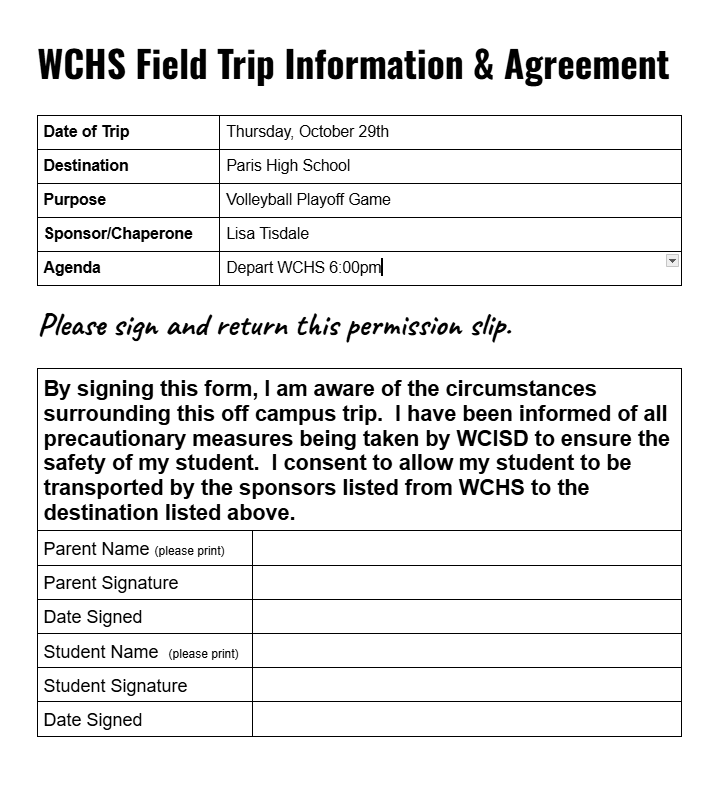 permission slip