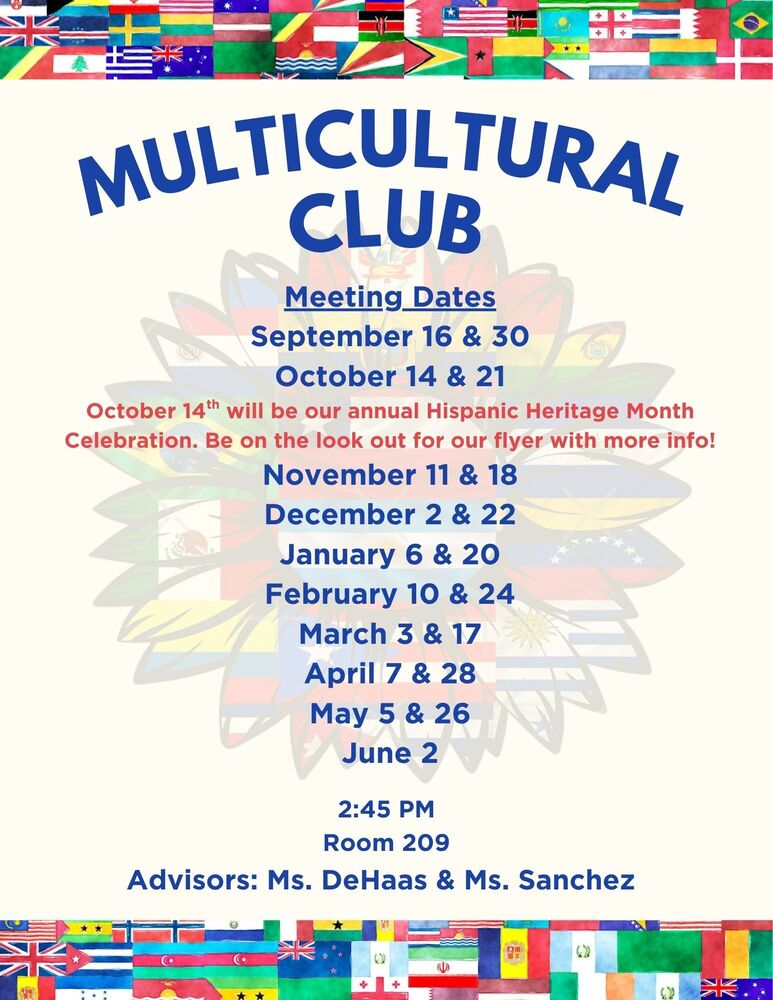 Multicultural Club Meeting Dates