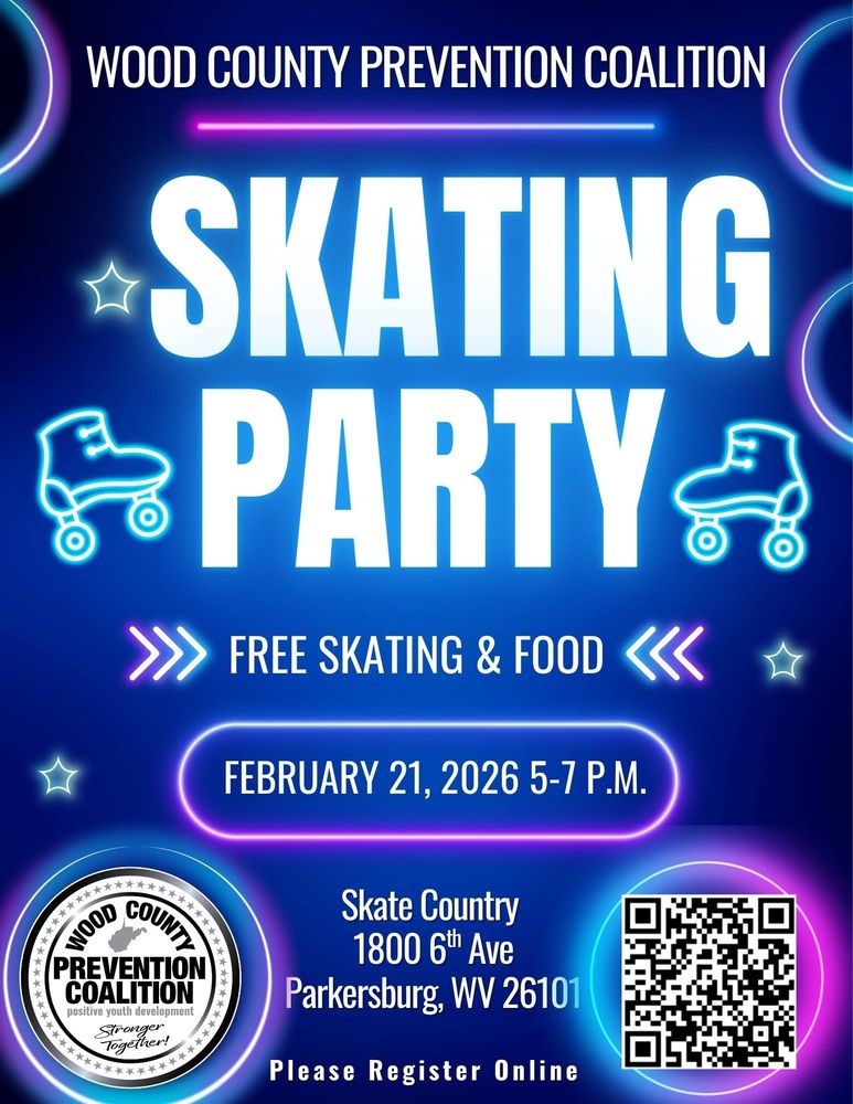 Blue and purple skating party flyer -- all flyer information is in the body of the article