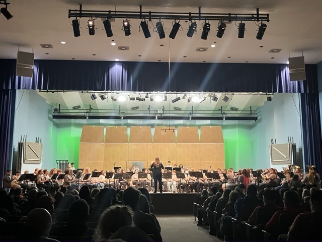image of audience viewing students playing instruments on a stage