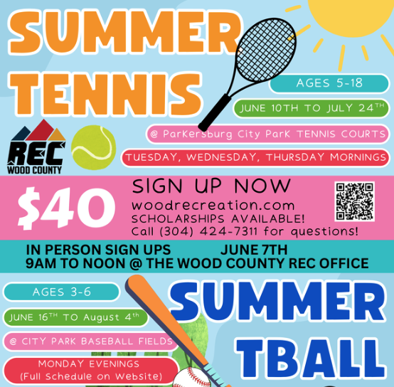 Wood County Recreation Commission Summer Tennis and Summer T-ball Flyer
