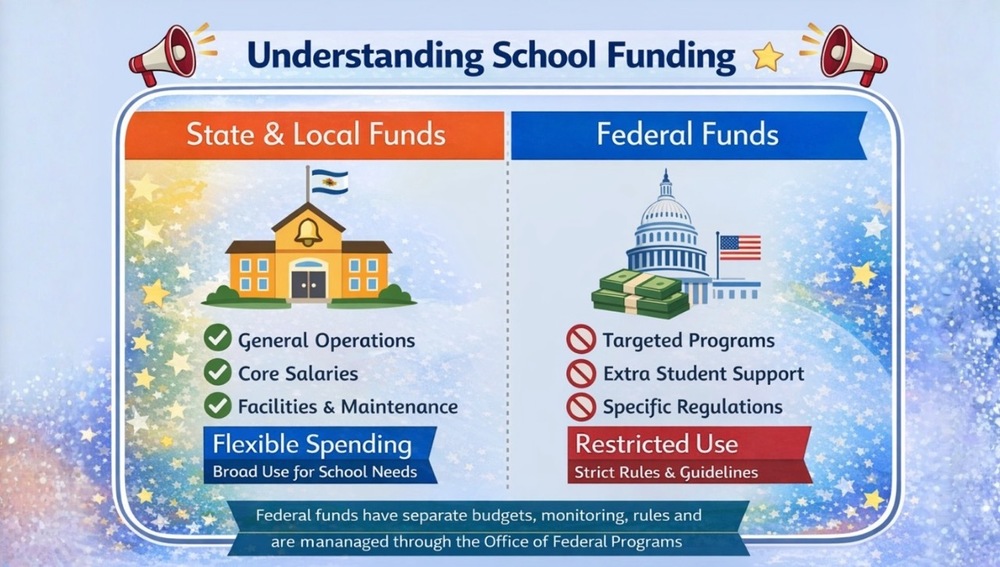 Comparison of state and local funding to federal funds for school expenditures