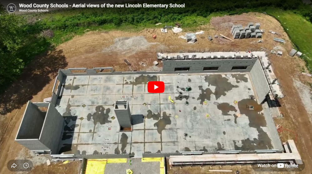 ariel view of the new Lincoln Elementary School building construction progress