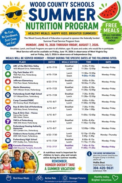 flyer informing community about summer nutrition program