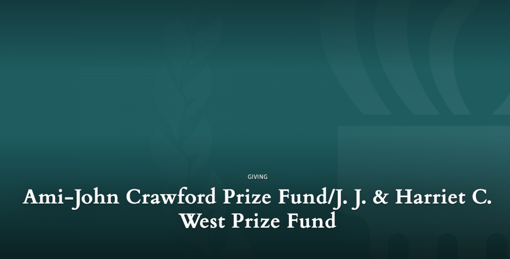ami-john crawford award wording with a green background