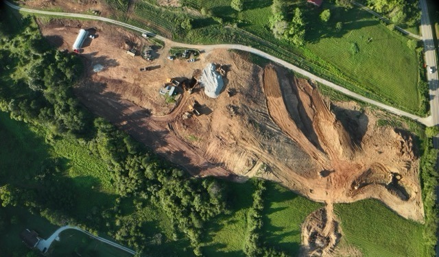 Excavation taking place for new Lubeck Elementary School - image shows aerial shot