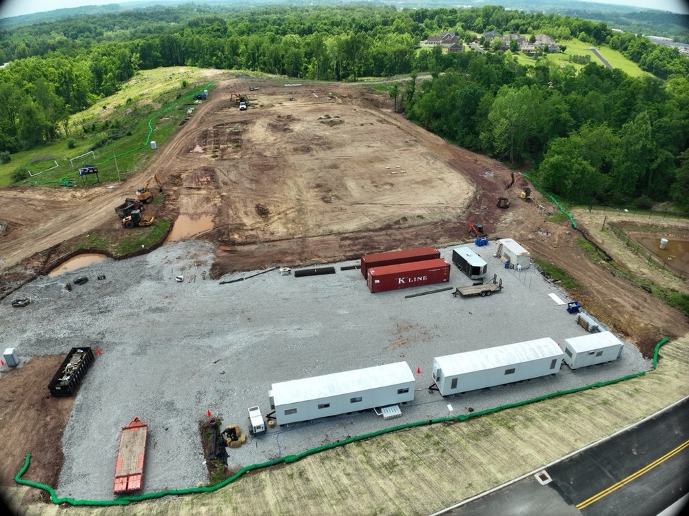 aerial photography of the construction progress of the new Vienna Elementary School