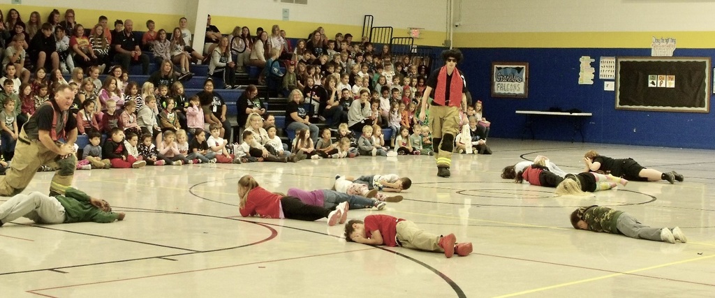 "Stop. Drop. Cover your face. And Roll."