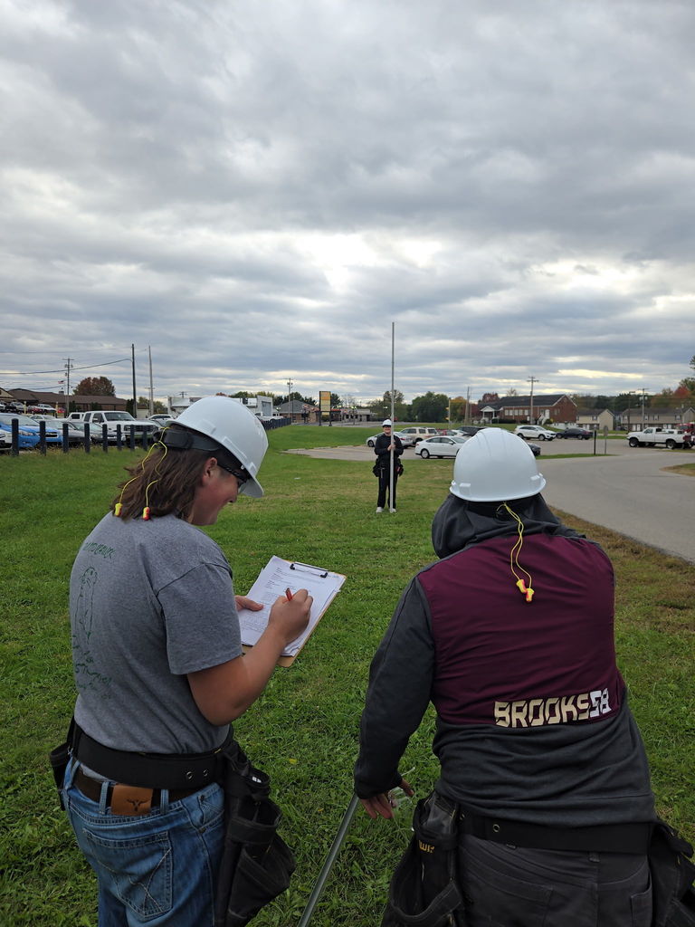 Mr. Kimble's Class learning how to survey