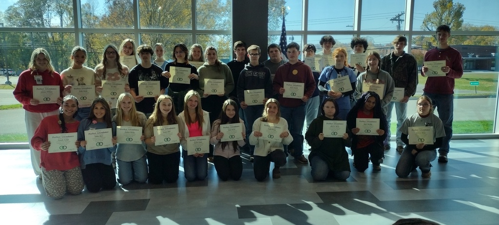 Wood County Technical Center PM students with Perfect Attendance