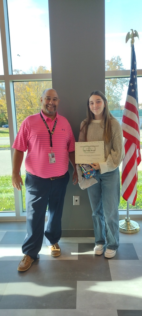 Mr. Miller and Kyrstin - CWST Student of the First Nine Weeks