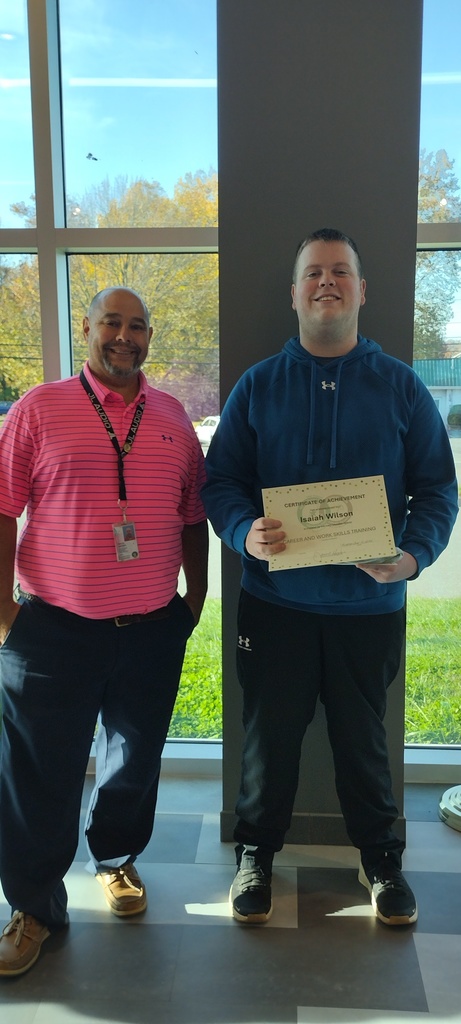 Mr. Miller and Isiah - CWST Student of the First Nine Weeks