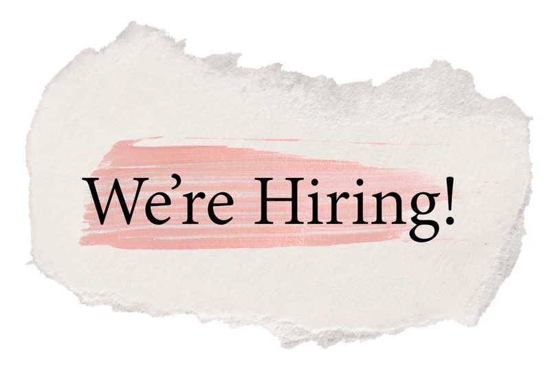 ripped paper with the type message "We're Hiring!"