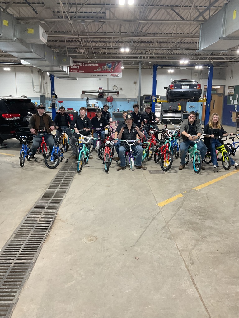 Bicycles built by the Automotive Technology class for Toys for Tots