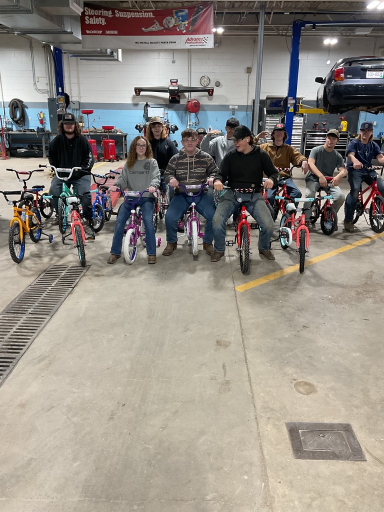 Bicycles built by the Automotive Technology class for Toys for Tots
