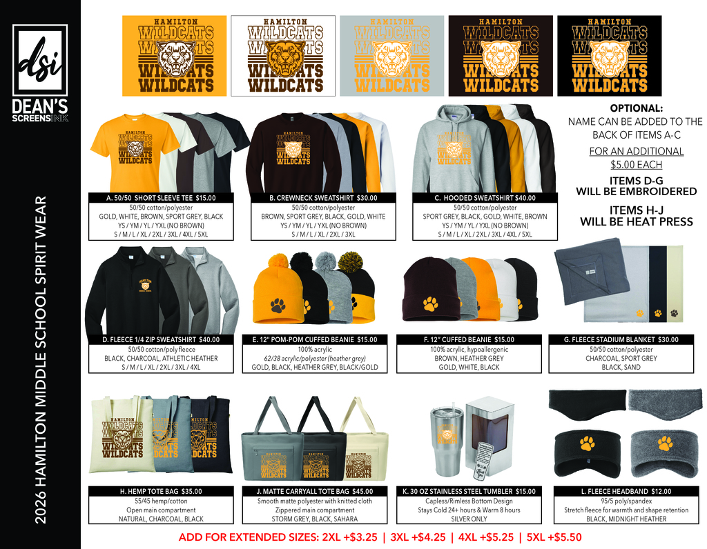 Get your orders in this week!!!  Checks made payable to HAMILTON ATHLETIC BOOSTERS