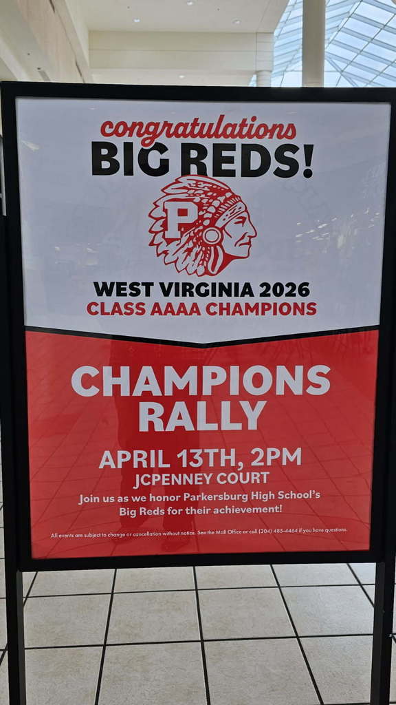 sign located in mall recognizing parkersburg high school girls basketball champions
