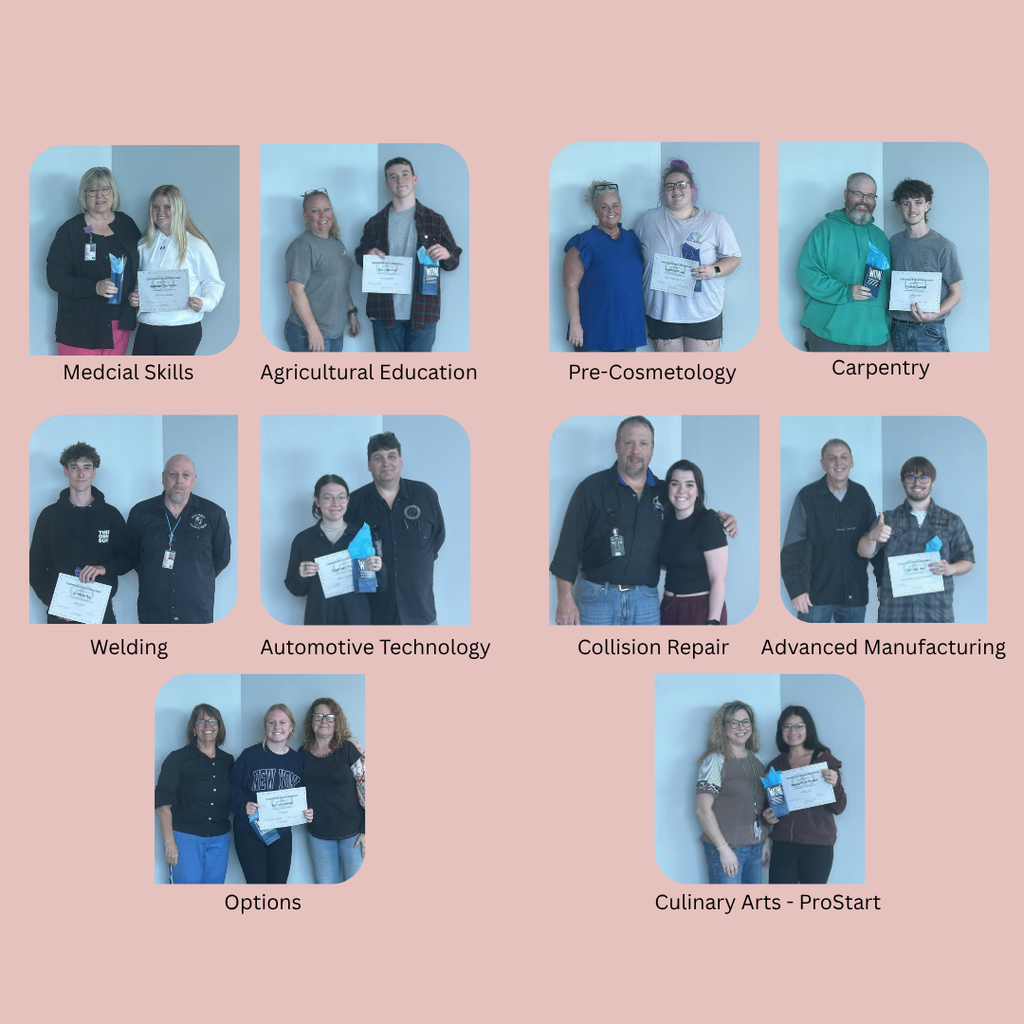 Ten images in a collage of students with teachers receiving awards.