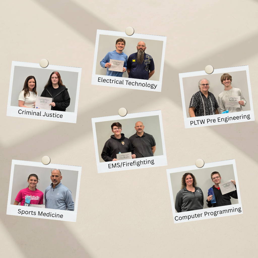 Six images in a collage of students with teachers receiving awards.