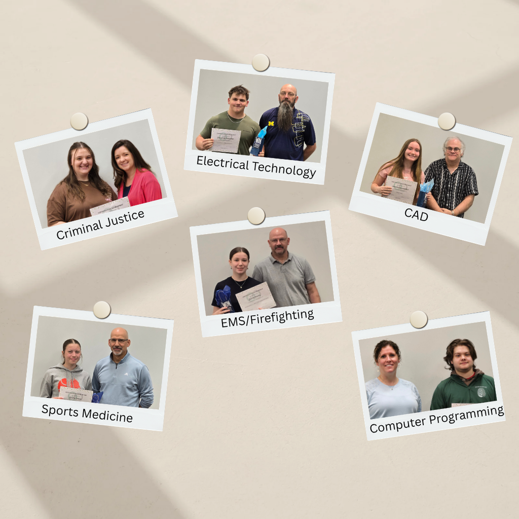 Six images in a collage of students with teachers receiving awards.