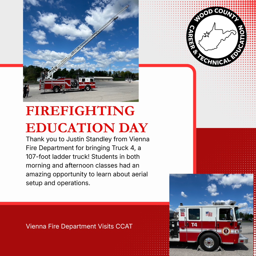 Image shows two pictures of fire trucks and a caption of the event.