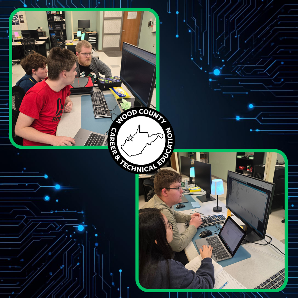 Image of students collaborating with technology.