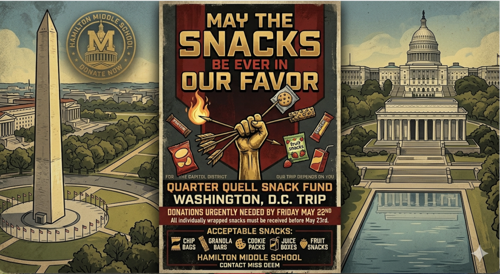 ***VERY URGENT***Please help!!! We need snacks for the 8th graders trip to Washington DC!