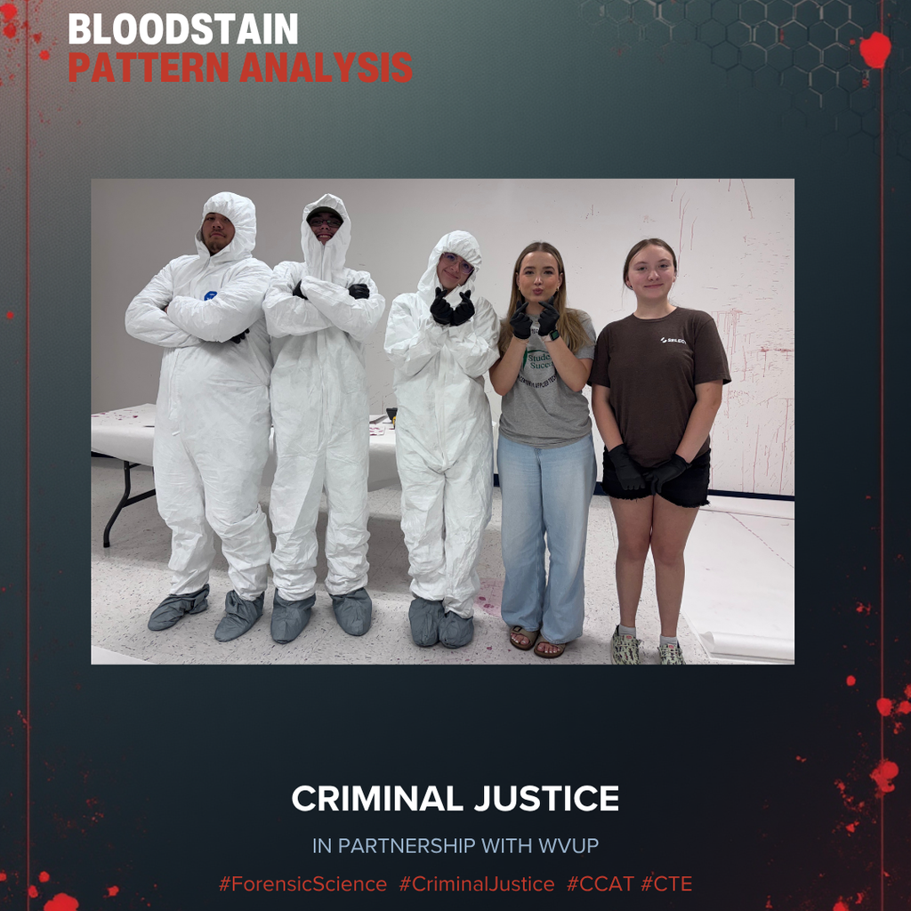 Image of students participating in a bloodstain pattern analysis activity.