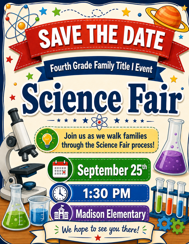 Title 1 Science Fair Save the Date Information for 4th Grade families