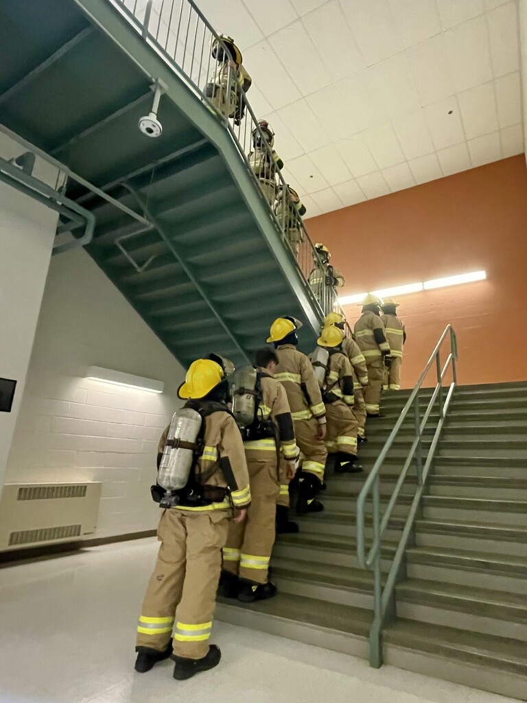 Firefighting students participating in the 9/11 110 Floors Challenge.