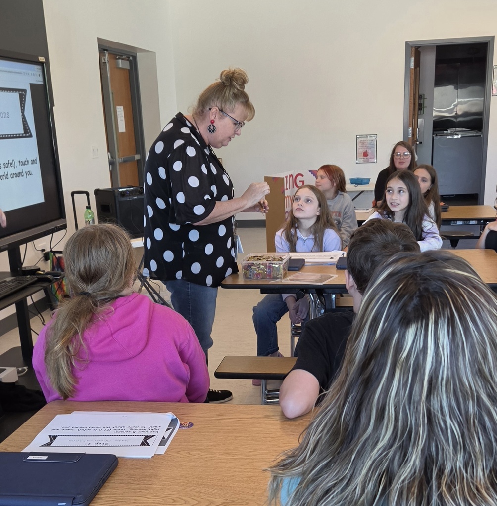 Teacher giving science fair presentation.