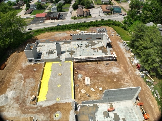 aerial images of the new Lincoln Elementary School construction progress