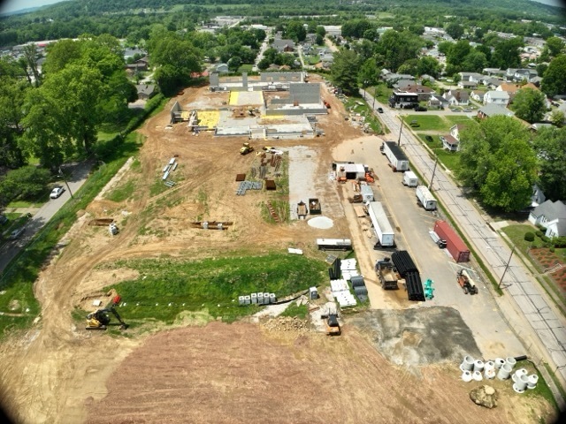 aerial images of the new Lincoln Elementary School construction progress
