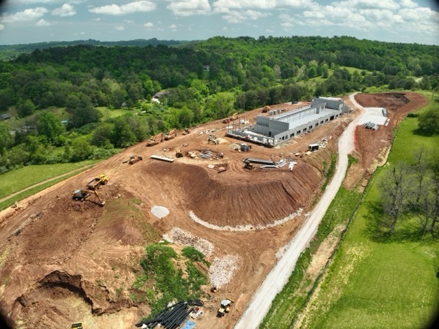 aerial views of the construction progress of the new Lubeck Elementary School